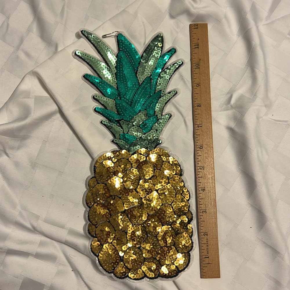 Large Sequin pineapple iron on patch